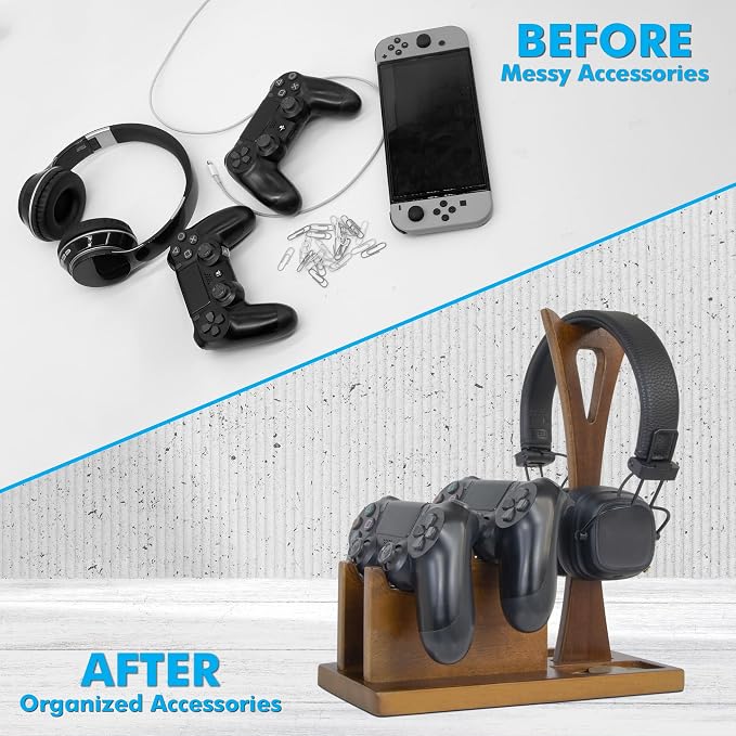 Game Controller Holder Gifts for Gamers to Organize Gaming Accessories & Headphone Holder, Unique Gamer Gifts Headset Stand Controllers Holders, Stylish Controller Stand Gaming Equipment - Image 4