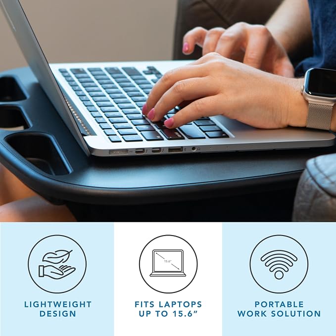 LAPGEAR MyDesk Lap Desk – Black, Fits 15.6” Laptops - Image 2