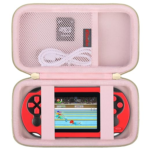 Elonbo Carrying Case for TaddToy/WELLST·G/Beijue/FAMILY POCKET/CCTU/X- JOYKIDS/GREENCREEK/Beico/KAVOYI/GuaiyeyeAP/TEBIYOU Handheld Game Console, Portable Electronic Gaming Player Bag, Pink by Elonbo