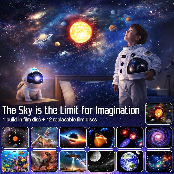 Upgraded Planetarium Projector with White Noise & Bluetooth Speaker, Astronaut Space Light Galaxy Projector for Bedroom, Ceiling Star Night Lights for Kid Adult Mood Lighting with Timer, Bedroom Decor - Image 2