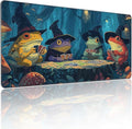 Anime Frog Playing Card Gaming Mouse Pad, Extended 35.4 x 15.7 Inches, Non-Slip Rubber Base, Stitched Edges,Water Proof， XXL Desk Mat by YUANSM