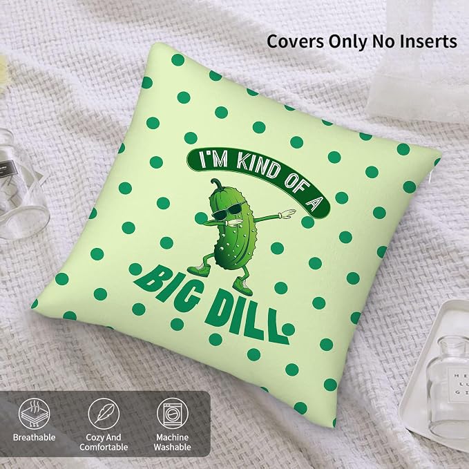Pickle Throw Pillow Cover Funny Pillow Cases 18"x18" Set of 2, Farmhouse Decorative Cushion Covers for Sofa Couch Bed Chair Living Room Home Decor - Image 7