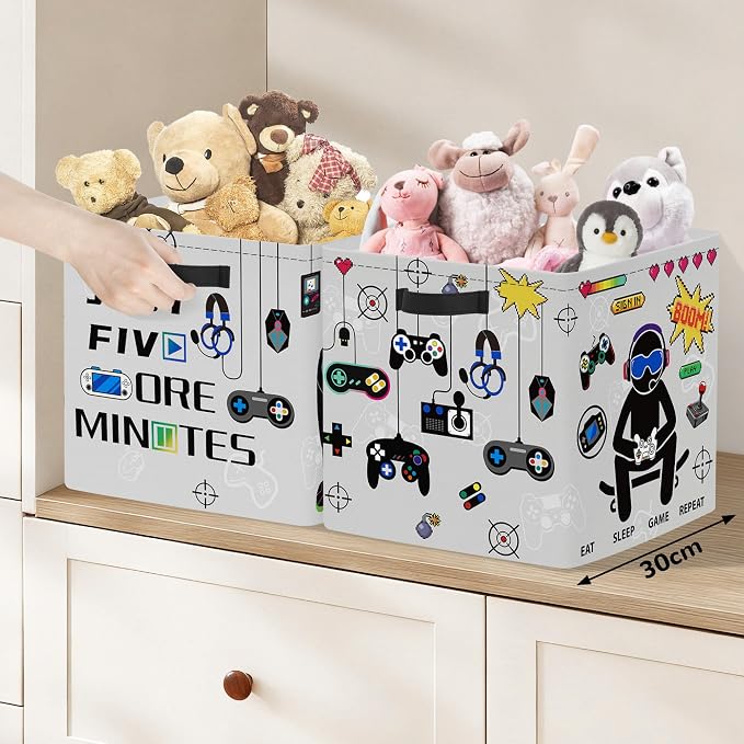 Clastyle 11.8" Gaming Storage Basket Set of 3 for Kid Boy Toy Clothes Bin - Image 5