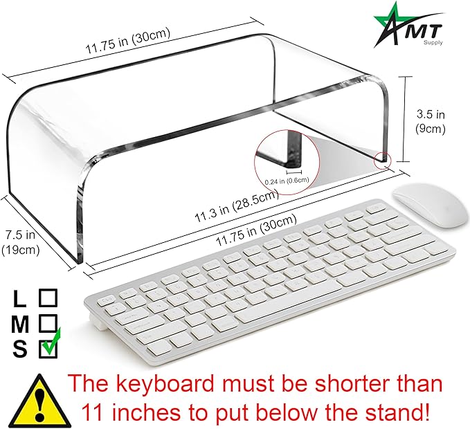 AMT Premium Acrylic Clear Monitor Riser Laptop/PC/Multimedia Monitor Stand for Home Office - Image 6