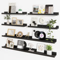 Picture Ledge Shelf, Floating Shelves for Wall Decor, Black, Set of 6, 48'' by Axeman