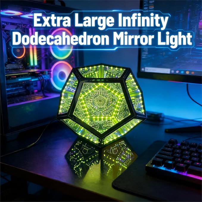 Extra Large Infinity Dodecahedron Mirror Light, RGBW Abyss Lamp - Image 5