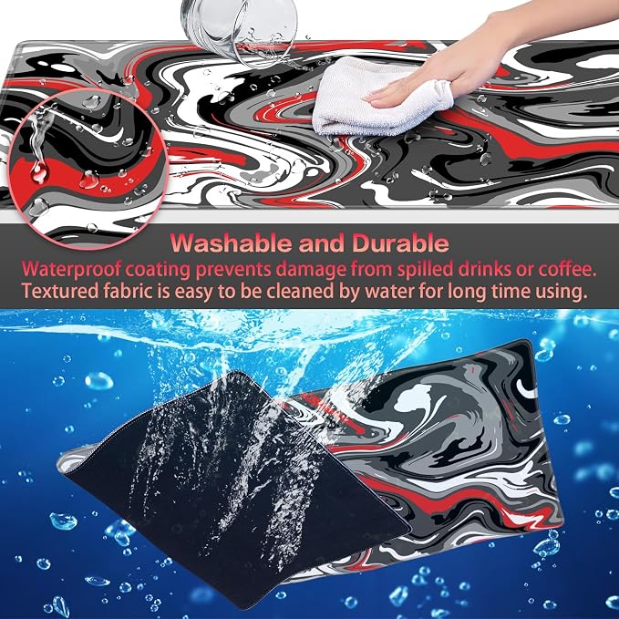 Canjoy Gaming Mouse Pad, 31.5x15.7inch Fluid Large Mouse Pads for Desk | Big XXL Extended Computer Desk Mat for Keyboard and Mouse Desktop Full Desk Mouse Pad with Non-Slip Base Stitched Edges - Image 5
