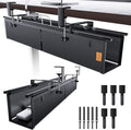 27" No Drill Under Desk Cable Management Tray (Black) by NODOCA
