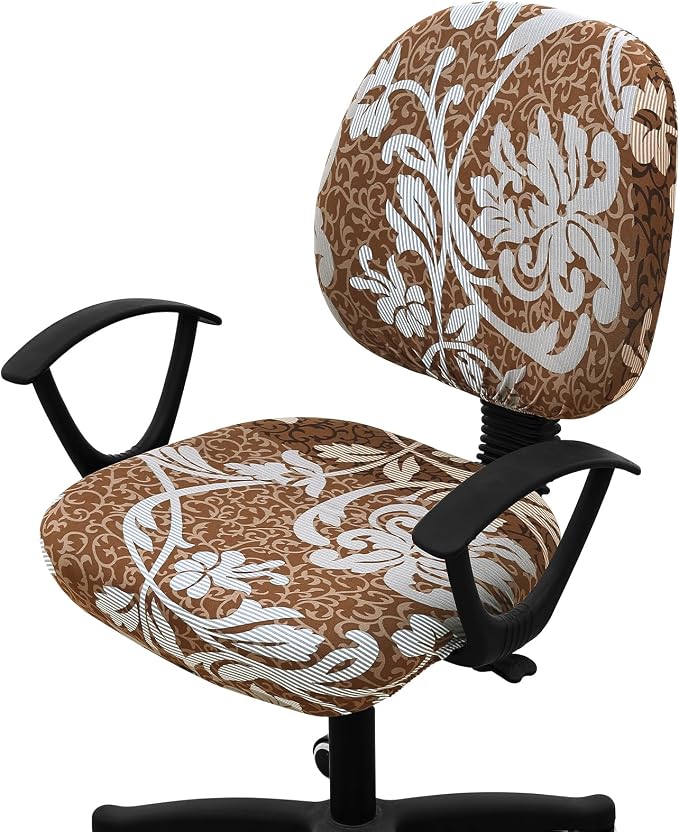 Smiry Stretch Printed Office Computer Desk Chair Covers for Seat & Backrest | Stretch Fit, Soft Fabric Universal Washable Removable, Anti-Dust Rotating Chair Slipcovers Protector by Smiry