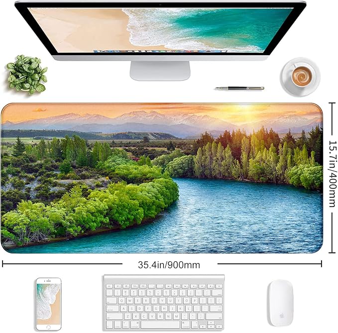 Extended Sunset Forest Gaming Mouse Pad, Keyboard Computer Office Mouse Pad | Large Extended Mouse Pad; Full Desk Coverage; Waterproof Coating; Stable Anti-Slide Base For Gaming, Office, Study Daily Use - Image 2