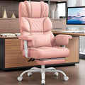 Vonesse Office Chair, Desk Chair with Soft Adjustable Armrests, Ergonomic High Back Gaming Chair with Lumbar Support, Executive Computer Chairs with Footrest (PU Leather, Pink) by Vonesse