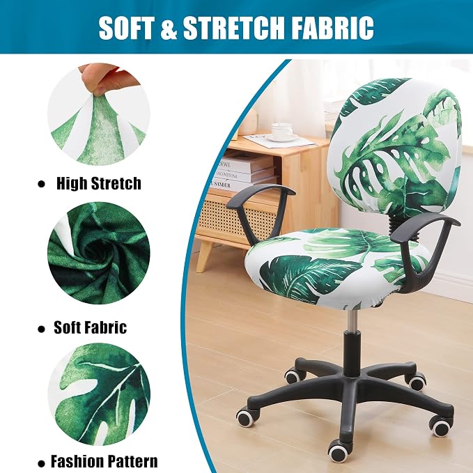 Smiry Stretch Printed Office Computer Desk Chair Covers for Seat & Backrest | Stretch Fit, Soft Fabric Universal Washable Removable, Anti-Dust Rotating Chair Slipcovers Protector - Image 6