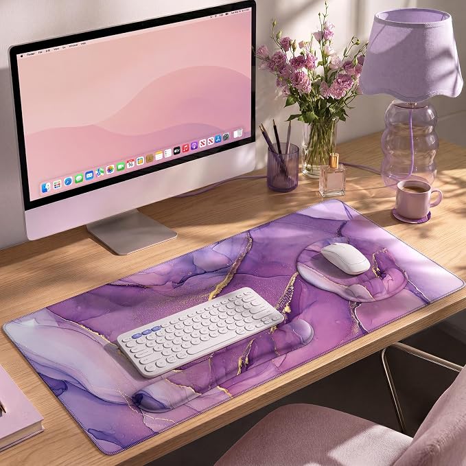 iCasso Purple Keyboard Mat 35.4"x15.7", Desk Blotter for Workspace - Image 8