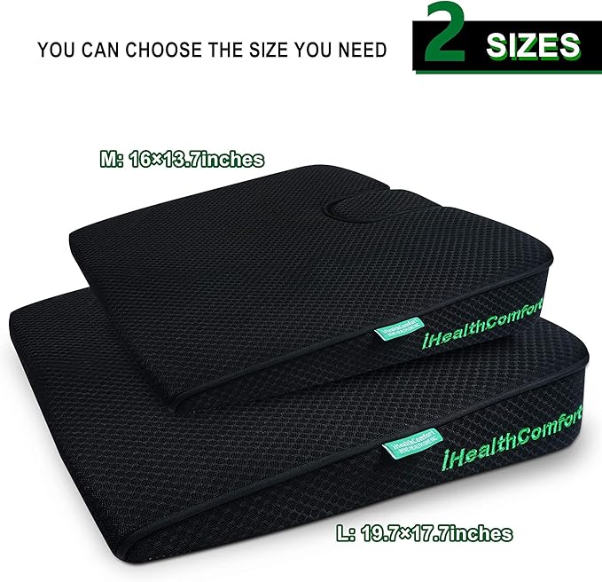 IHEALTHCOMFORT(19.7×17.7inches Extra Large Sciatica Seat Cushion for Office Chair,Oversized Car and Truck Seat Cushion,U-Cut Long Sitting Pain Relief Chair Pad - Image 2