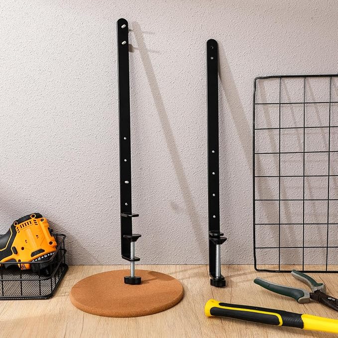 2Pcs Desk Clamp, Metal Pegboard Fixing Mount Extended Version, Black Desk Mount Bracket for Office Game Home Desktop Accessories Bracket - Image 9