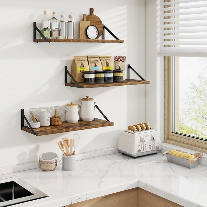 Axeman Deep Floating Shelves, 24'' x 10'' Brown Wall Shelves Set of 2 - Image 2