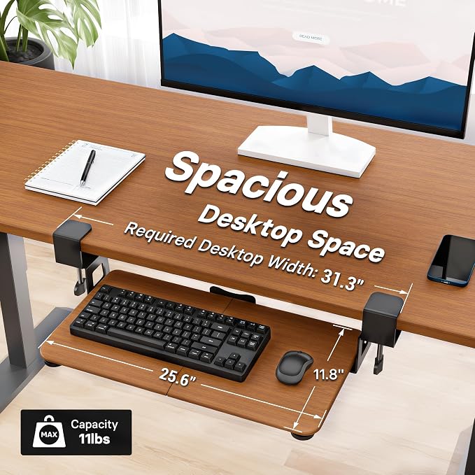 BONTEC Under Desk Keyboard Tray, Pull-Out Keyboard & Mouse Platform - Image 3