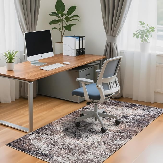Office Chair Mat Desk Chair Hardwood Mat, Easy Glide Office Rug Under Chair Mat for Home Gaming Rolling Chair Tile Floor,Large Floor Protector Rug,Anti-Slip, Chenille Material (Beige, 48x60) - Image 9