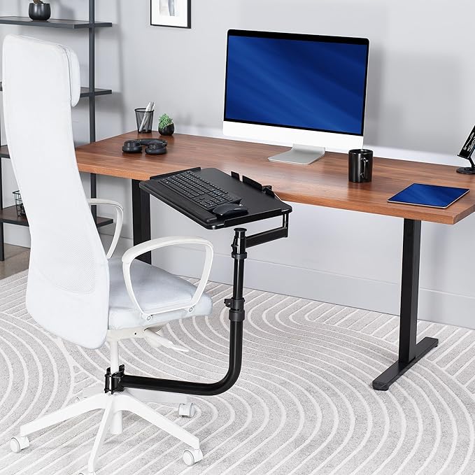 VIVO Office Chair Mounted 26 x 12 Inch Keyboard and Mouse Tray, Ergonomic Tilt, Full Motion 360 Degree Rotation, Black, MOUNT-KB18CP - Image 2