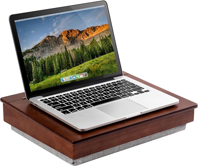 LAPGEAR Schoolhouse Lap Desk - Java Acacia Wood, Built-in Storage by LapGear