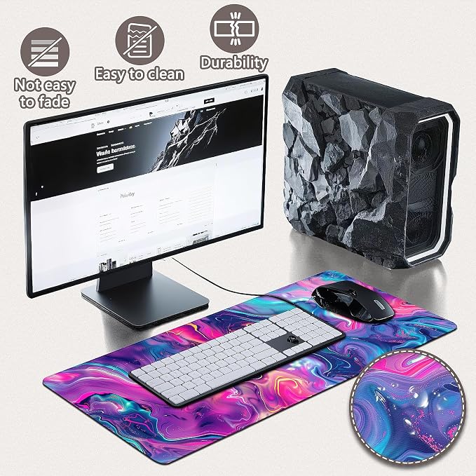 Gaming Mouse Pad - (31.5"×11.8") Topographic Large Mouse Pads for Desk - Desk Mat for Keyboard and Mouse with Non-Slip Base, Desks Pad Matfor Game/Office & Home - Image 4