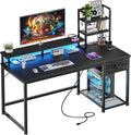 EnHomee 44" Gaming Desk with Hutch and Drawers,Black by EnHomee