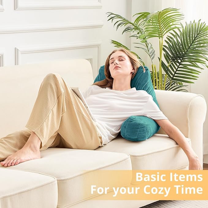 Sasttie Reading Pillow for Bed, Back Pillow for Sitting Up, Teal Blue - Image 6