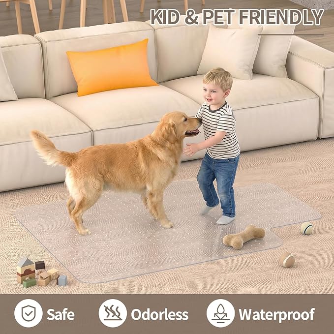 Office Chair Mat for Low Pile Carpet, 36"x48" Clear Smooth Glide with Lip | Non-Slip Studded Backing, Smooth Glide,Heavy-Duty Clear Plastic, Extended Lip –Carpet Protector for Office, Desk, Gaming - Image 4