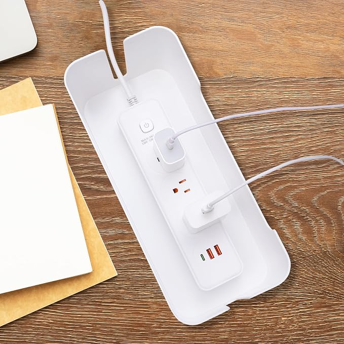 Eichzer Cable Management Box with Lid, Three Entry/Exit Slots, White - Image 8
