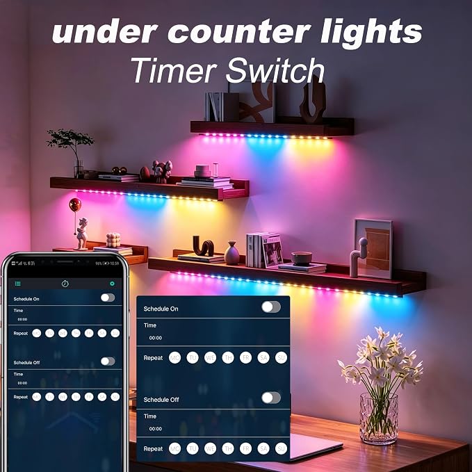 LED Strip Lights 6 Pre-Cut Led Light Strip with Remote & APP Dimmable,RGB Color Changing led Lights Strip for tv Backlight, Bookshelf Ligh, Bedroom, Display,Shelf,Cabinets(Multicolor, 6 Strip) - Image 9