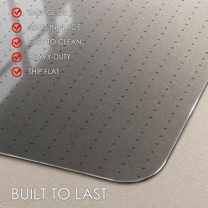 Kuyal Office Chair Mat for Carpet, Set of 2, Heavy Duty Computer Chair Mat | 32''x48'', Under Desk Protector Carpeted Gray Floors Mat, Easy Chair Movement, Ship Flat, Gray - Image 5