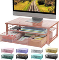 gianotter Computer Monitor Stand Riser with Drawer | Desk Organizers and Accessories Desk Accessories & Workspace Desktop Organizers Storage for Printer Stand (Rose Gold) by gianotter