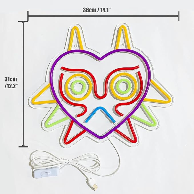 GGK Majora's Mask LED Sign LoZ Neon Sign for Room Wall Decor Gamer Gifts Zelda Mask Game Room Decor LED Neon Light for Zelda Fans (Majoras Mask) - Image 2