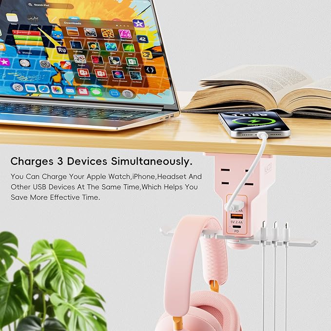 Multi-Function Desk Headphone Hanger Hook Gaming Office - Image 2