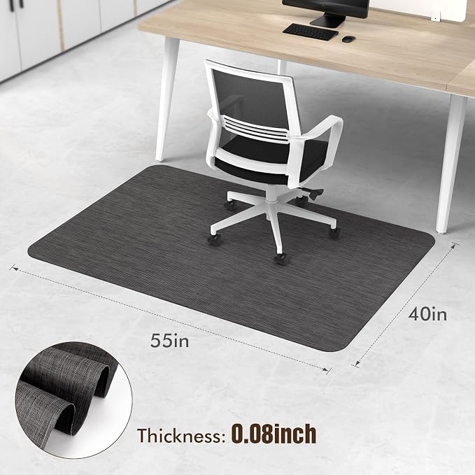 Blvornl Office Chair Mat for Hardwood Floor, Computer Chair Mat, 40"x 55" Desk Mat for Hard Wood, Large Anti-Slip Hard Floor Protector Rolling Chair Mat, PVC Mat Desk Rug for Office Home, Black - Image 3