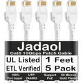 Jadaol [UL Listed] Cat6 Ethernet Cable 1FT 5-Pack 10Gbps 24AWG, White by Jadaol