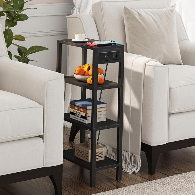 TUTOTAK Narrow Side Table Set of 2, Small End Table with Charging Station - Image 5