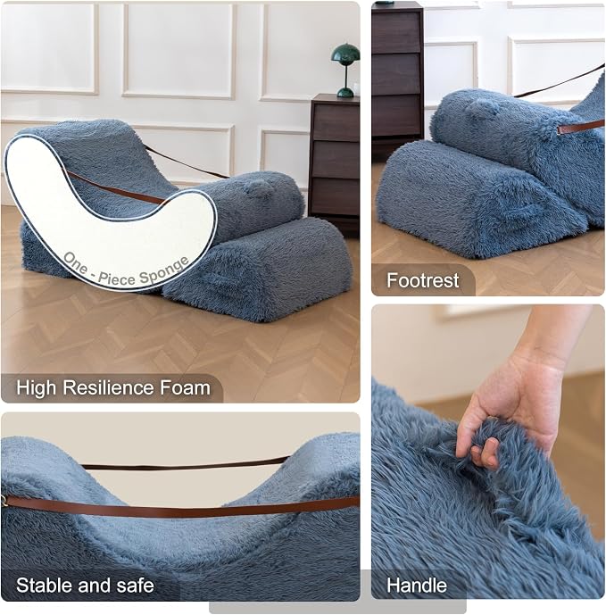 Quiet Rocking Chair, 3-in-1 Adjustable Boneless Floor Recliner for Adults | Zero Gravity Comfort as a Rocker, Chaise Lounger or Floor Seat, with Faux Fur Washable Cover for Reading, Nursing or Gaming - Image 6