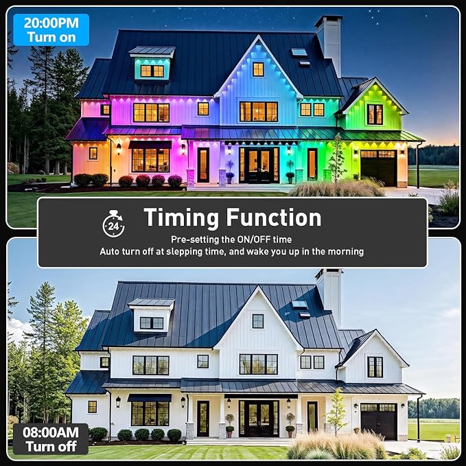 LETIANPAI 300FT Permanent Outdoor Lights,RGB Eaves Light with App Control Remote,DIY Scene Modes IP67 Waterproof Under Eave Lighting,Outdoor Lights for Decor,Garden Decor,House,Party - Image 6