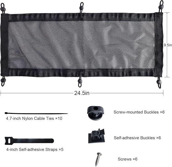 Under Desk Cable Management Net, Screw-in Cord Organizer, 24.5"x9.5" - Image 3