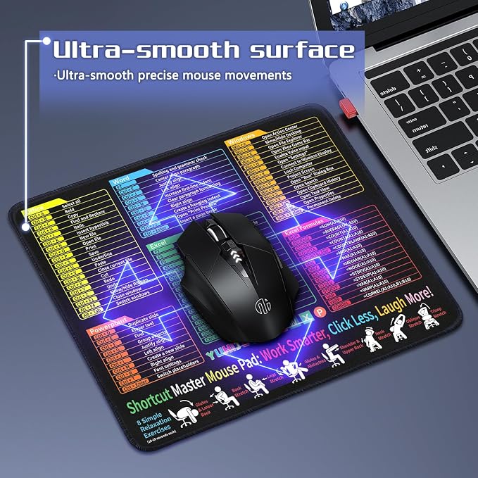 Excel Cheat Sheet Desk Pad - Mouse Pad - Excel Cheat Sheet Desk Mat, Non-Slip Base Mousepad Suitable for Office, Computer Games, Desk Mat and More (11.8" x 9.84") - Image 6