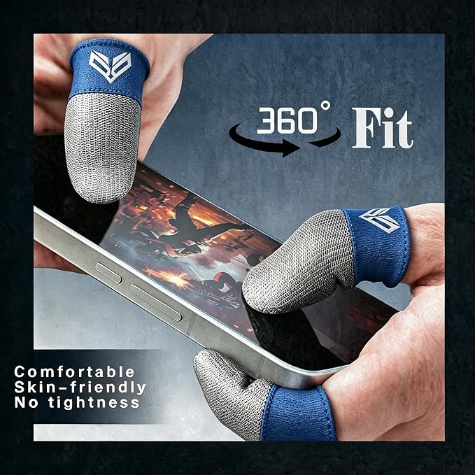6PCS Gaming Finger Sleeves. 0.29MM Silver Fiber, Anti Sweat, Extremely Thin,Breathable Touchscreen dedales Gamer Finger Cover Thumb Sleeve Fit Phone Game Tablet Devices. (Blue) - Image 6