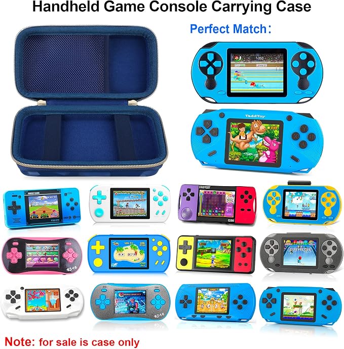 Elonbo Carrying Case for WELLST·G/ TaddToy/ Beijue/ Family Pocket/ CCTU/ X-JOYKIDS/ GREENCREEK/ Beico/ KAVOYI/ GuaiyeyeAP/ TEBIYOU Handheld Game Console, Portable Electronic Gaming Player Bag, Blue - Image 2