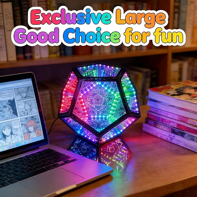 Extra Large Infinity Dodecahedron Mirror Light, RGBW Abyss Lamp - Image 4