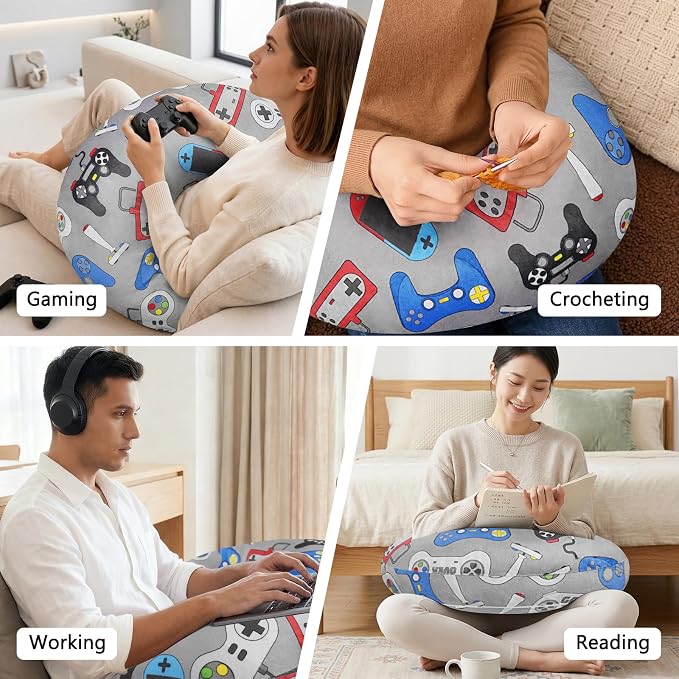 Crafting Pillow for Crocheting, Crochet Pillow for Lap Support, 12 Fun Print Styles, Ergonomic Arm Support, For Bed, Floor, Chair Comfort, Pain Relief and Fatigue for Gaming and Woking (Button) - Image 5