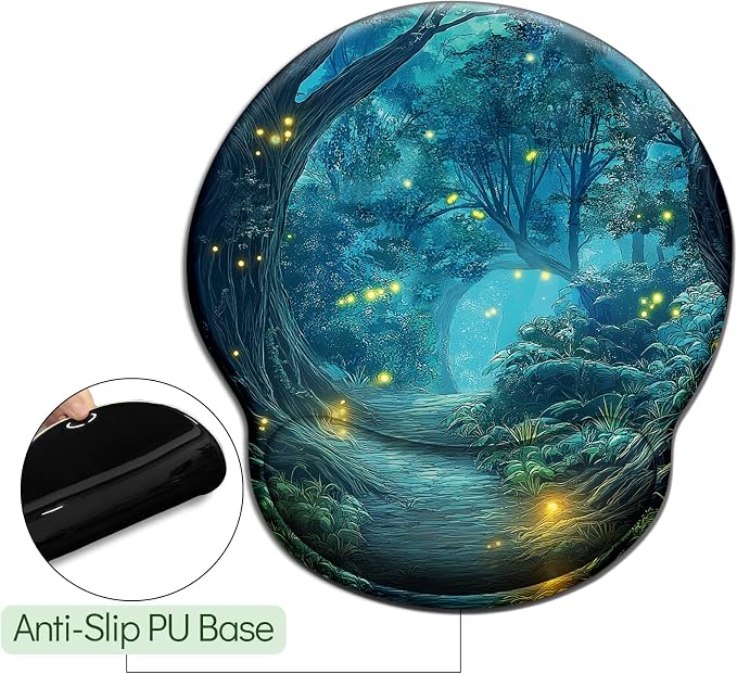 LIMKRIAN Firefly Forest Ergonomic Mouse Pad with Wrist Rest, 9.8 x 8.6in - Image 5
