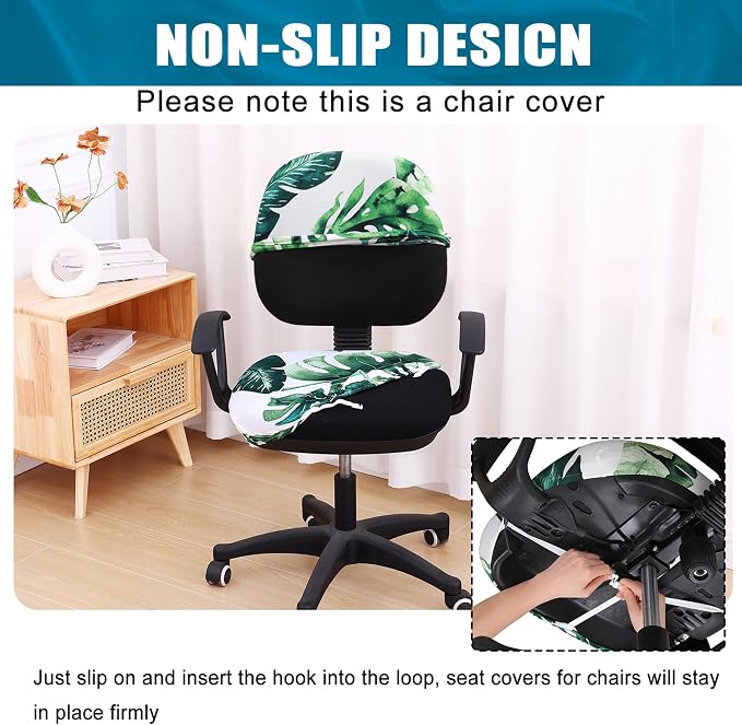Smiry Stretch Printed Office Computer Desk Chair Covers for Seat & Backrest | Stretch Fit, Soft Fabric Universal Washable Removable, Anti-Dust Rotating Chair Slipcovers Protector - Image 3
