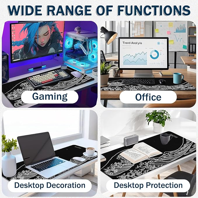 Mouse Pad Gaming - Desk Mat for Keyboard and Mouse - Large Mouse Pads for Desk, Gaming Mousepad with Non-Slip Base, Desks Pad (31.5" X 11.8") for Game, Office and Home - Image 5