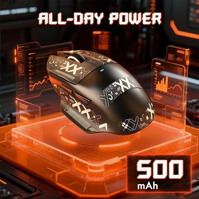 ATTACK SHARK V6 65g Superlight Wireless Gaming Mouse with Magnetic Charging Dock,BT/2.4GHz Wireless/Wired Mouse 1K Polling,PixArt PAW3311 Sensor,25000DPI,Tape,Office Gamer Mice for PC/Win/Mac(Black) - Image 6