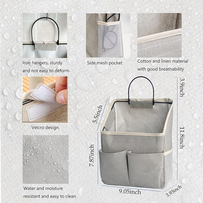 2pcs Wall Hanging Storage Bag,Wall Hanging Organizer Bags with Pockets, Wall Organizer Storage for Dormitory Bathroom Bedroom Kitchen(Navy Blue) - Image 5